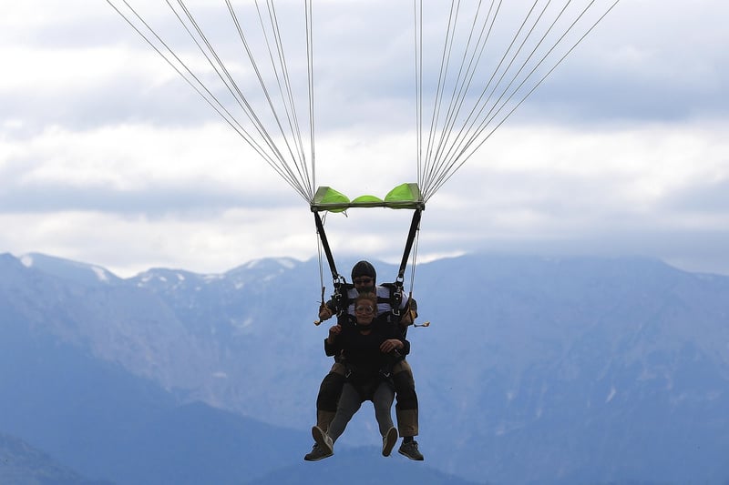Skydiving over landscapes